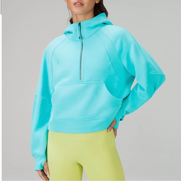 lululemon athletica Tops - New in Package! Lululemon Scuba Oversized Half Zip Electric Turquoise Size M/L